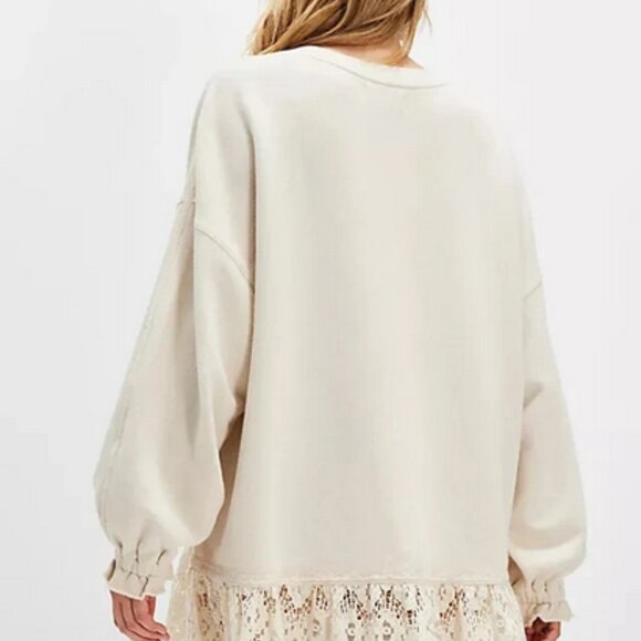 Free People Belle Sweatshirt Tea Crew Neck Oversized Pullover Dress XL - Picture 2 of 6